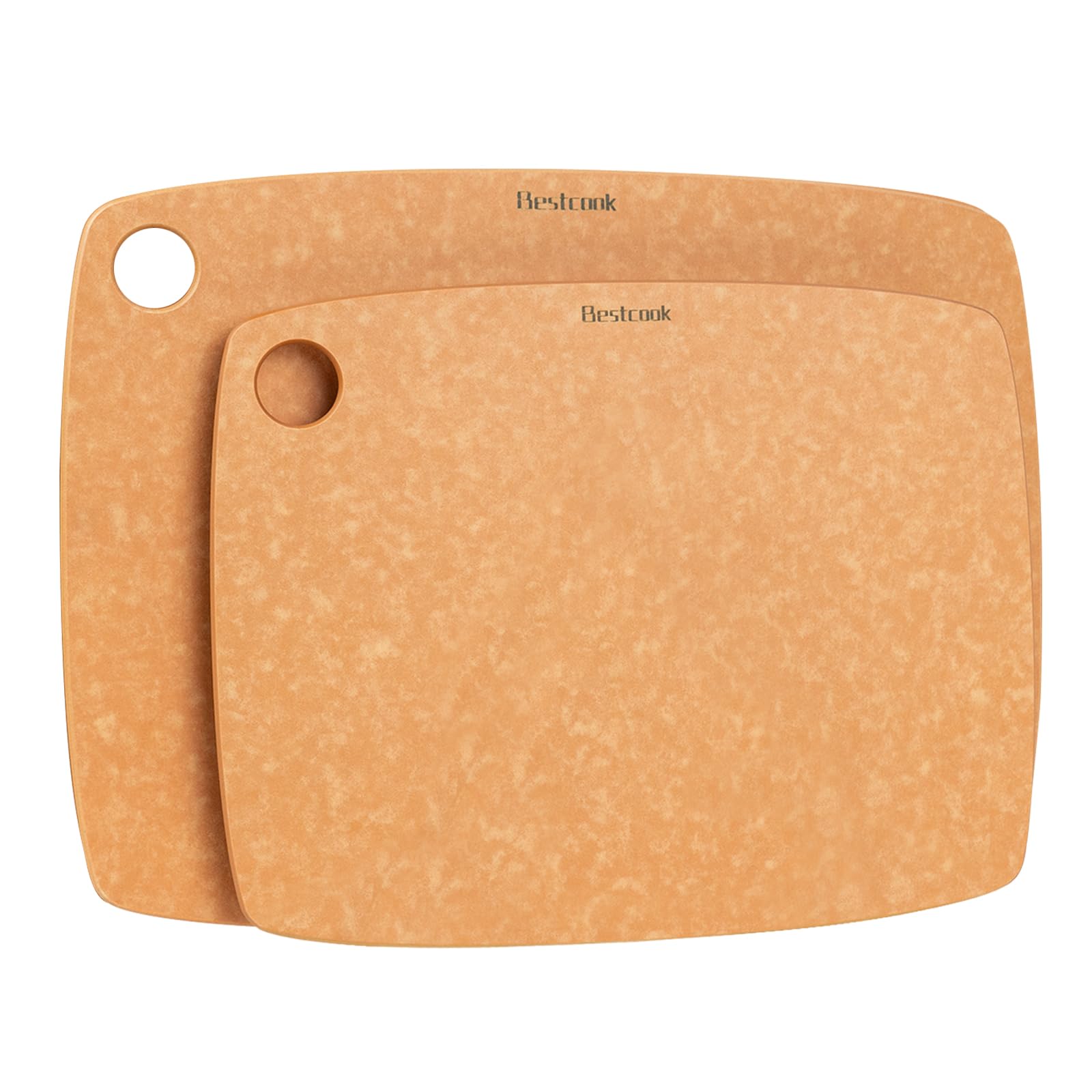 BESTCOOK Tabla de Cortar de Fibra de Madera, Juego de 2, Apta para Lavavajillas, Antiporosa de Alta Aensidad, sin BPA, Apta para Cuchillos, Ideal para Cortar Carne, Verduras, Quesos y Pan
