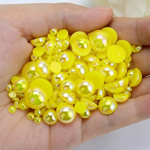 Miniatura 2 de 1000 perlas planas de 0.157 in, 0.236 in, 0.315 in, 0.394 in, 0.472 in, 0.551 in, amarillo limón para manualidades, vasos, zapatos, varios tamaños