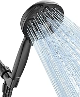 Vista 10 de Cabezal de ducha de mano de 6 ajustes, JDO - Cabezal de ducha de mano de alta presión, 4.7 pulgadas de cromo desmontable con manguera de acero