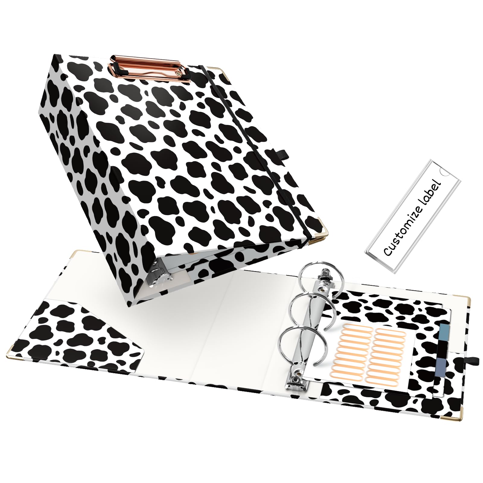 EYROZILL Mini 3 Ring Binder, 5.5" x 8.5", 2 Inch, Cow Print