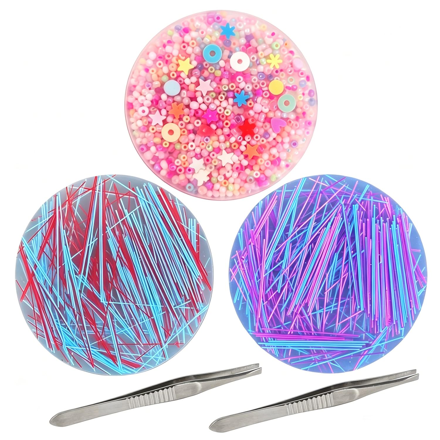 3Pcs Picky Pad Kit with Tweezers, Colorful Silicone Skin Picking Fidget Toys, Picky Pad Reusable Sensory Toy for Stress Relief, Professional Picking Fidget Toy for Adults & Teenager