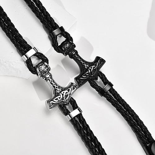 Miniatura 7 de MEALGUET Brazalete nórdico vikingo Pulsera de acero inoxidable para hombre, protección de flechas vikingas nórdicas, amuleto talismán para papá,