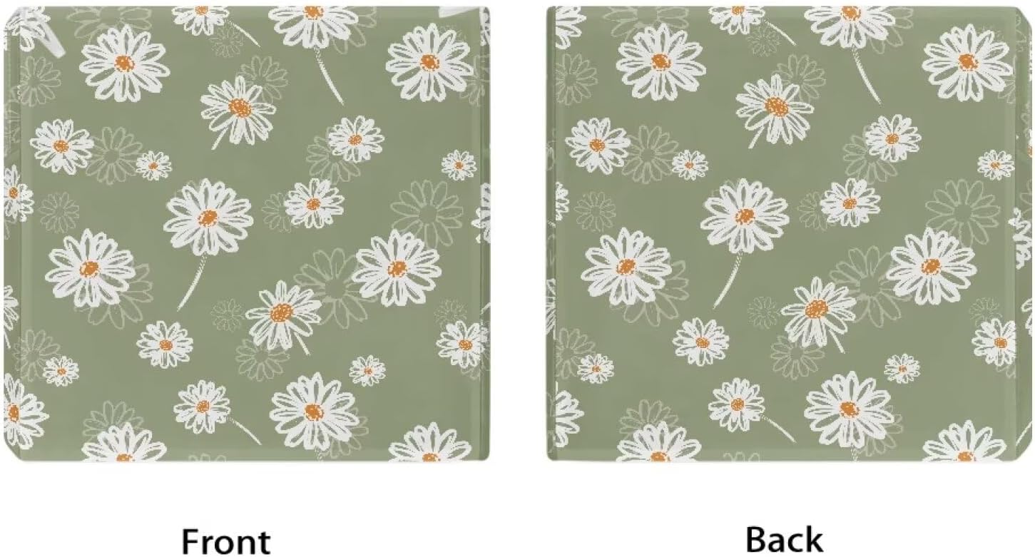 Daisy Chair Covers Set of 4 Pcs Square Chair Seat Covers Set Replacement Soft Bed Couch Sofa Decor, Size S