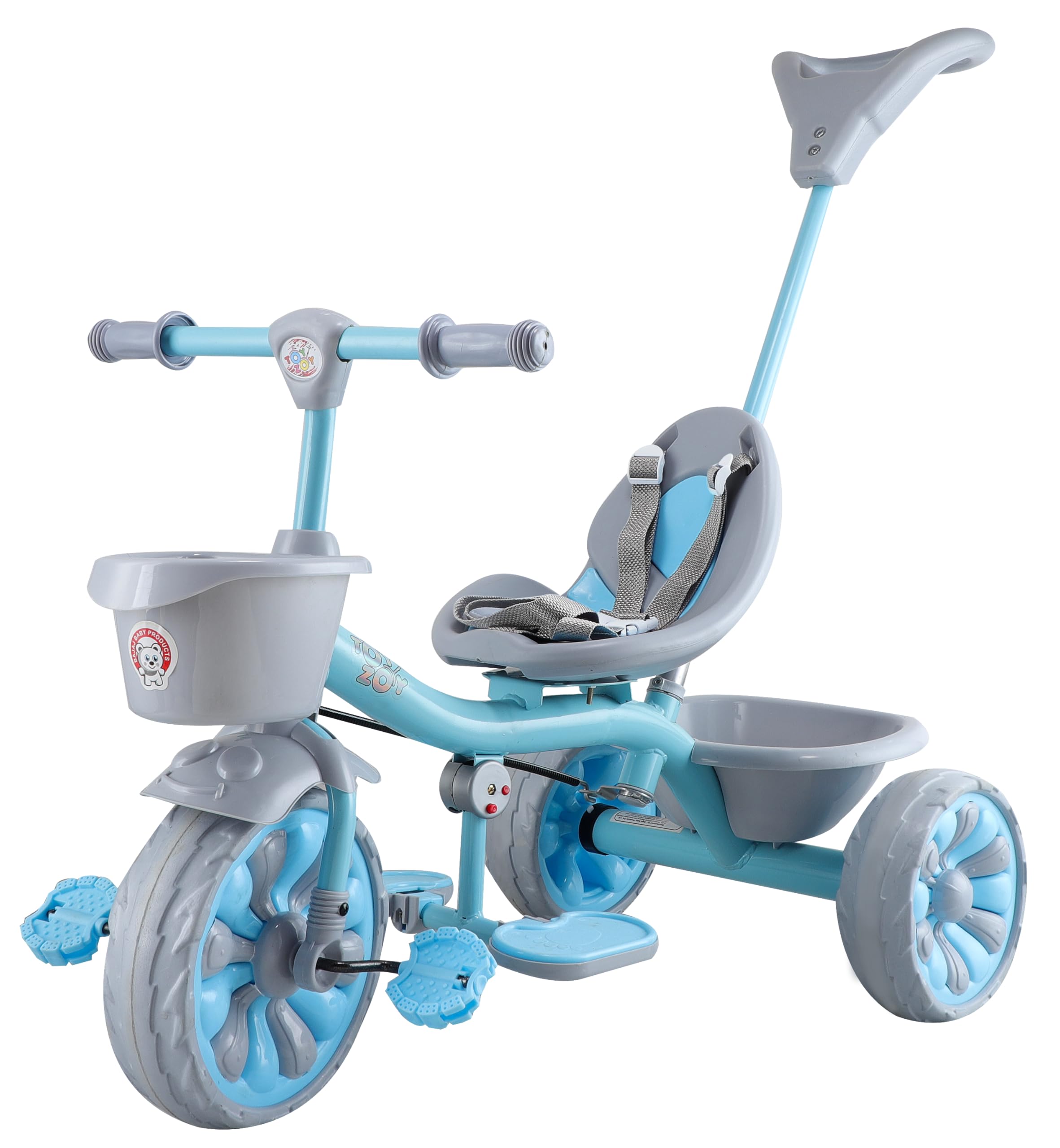 JoyRide Aqua Cruiser Plus Premium Cycle for Kids Cycle 2-5 Years -Boy&Girl- Baby Cycle | Bike for Kids with Eva Wheel,Safety Belt &Basket for Toys -Tricycle 30Kg Capacity (Parental Trike, Blue)-image-6