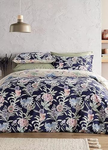 Vantona Sherry Floral Duvet Quilt Cover Set with Pillowcase - Essential Range Reversible Polycotton Bedding Bed linen set (Double)