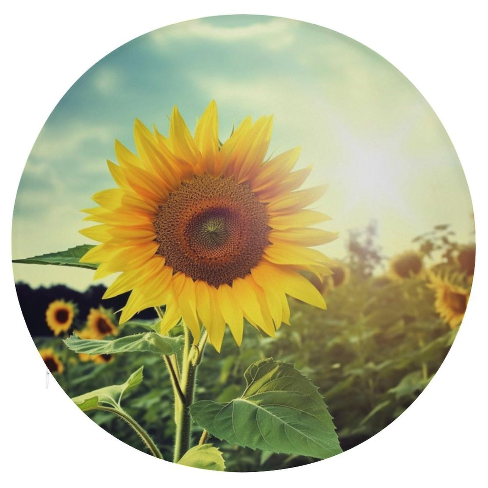 Wsoihfec Style Beautiful Sunflower Seat Cushion Round Chair Pad