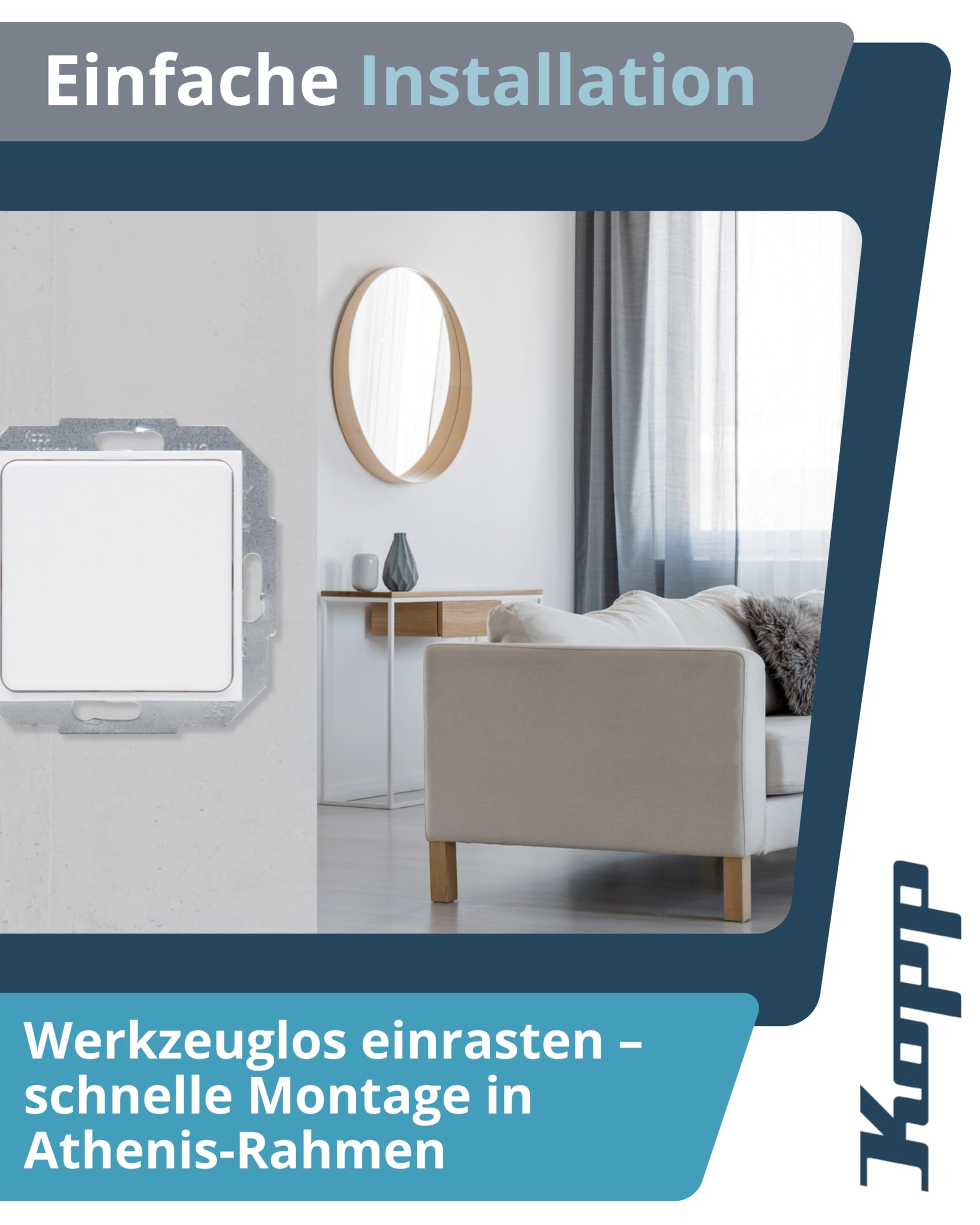 Kopp ATHENIS Blindabdeckung in Arktisweiß matt – Unterputz-Abdeckung für freie Rahmenfelder – Hochwertige IP20 Blindplatte aus Kunststoff – Einheitliche & stilvolle Wandgestaltung