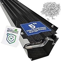 FlowGuard 5-Inch High Clearance Aluminum Gutter Guards - USA Made DIY System, 50-Year Warranty, 102 Ft Black Covers