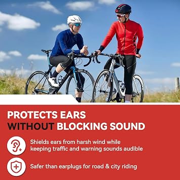 Long Version-Bike Helmet Wind Noise Reducer, Cycling Wind Noise Blocker Accessory, Ear Noise Reducer Biking and Cycling Gear, Adjustable Noise Block Helmet Accessory, 2 Pack