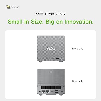 Beelink ME Pro Mini PC NAS, Intel N150 CPU, 16GB LPDDR5, 1TB SSD, 3*M.2 PCIe3.0 SSD Slots + 2*HDD Bays(MAX 72TB), 5G + 2.5G Dual LAN/WiFi6/BT5.4, 4K Media Library, Private Cloud, Soft Router