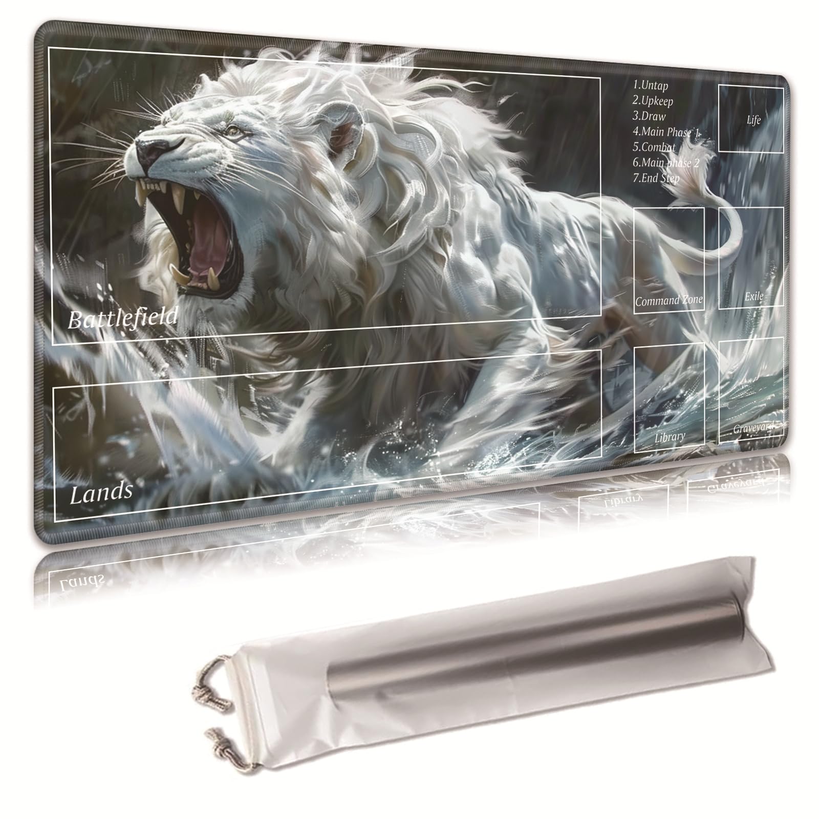 MTG/TCG Playmat With Storage Bag – 17.3x13.8 Inch Non-Slip Cloth Mat, Bamboo Swallows Art. Protects Cards & Desk.