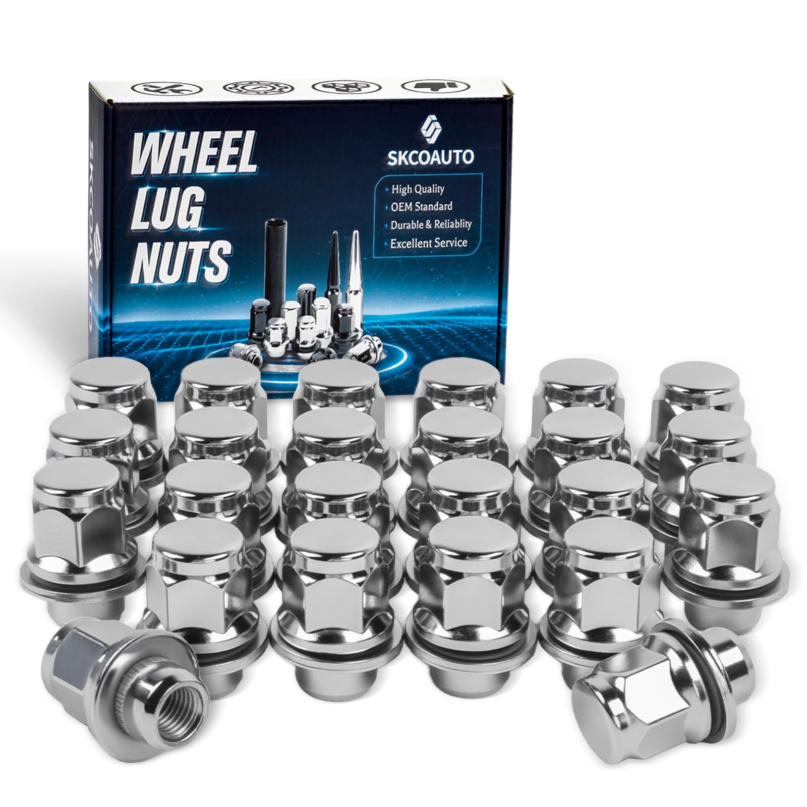 24 pcs M12x1.5 Lug Nuts for Tacoma Chrome Mag Flat Seat