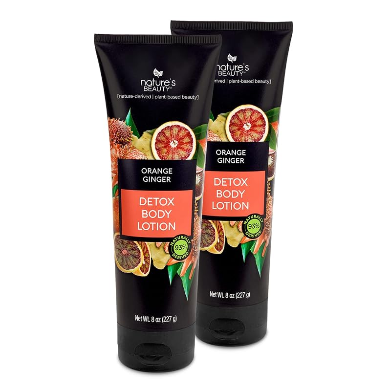 Loção corporal Nature's Beauty Orange Ginger com óleos de girassol, amêndoa e abacate, 236 mL, pacote com 2