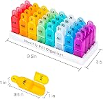 Daviky Monthly Pill Organizer 2 Times a Day - 30 Day Pill Box AM PM, BPA Free One Month Medicine Organizer Twice Daily, 31-Day Case to Hold Vitamins, Supplements & Medication