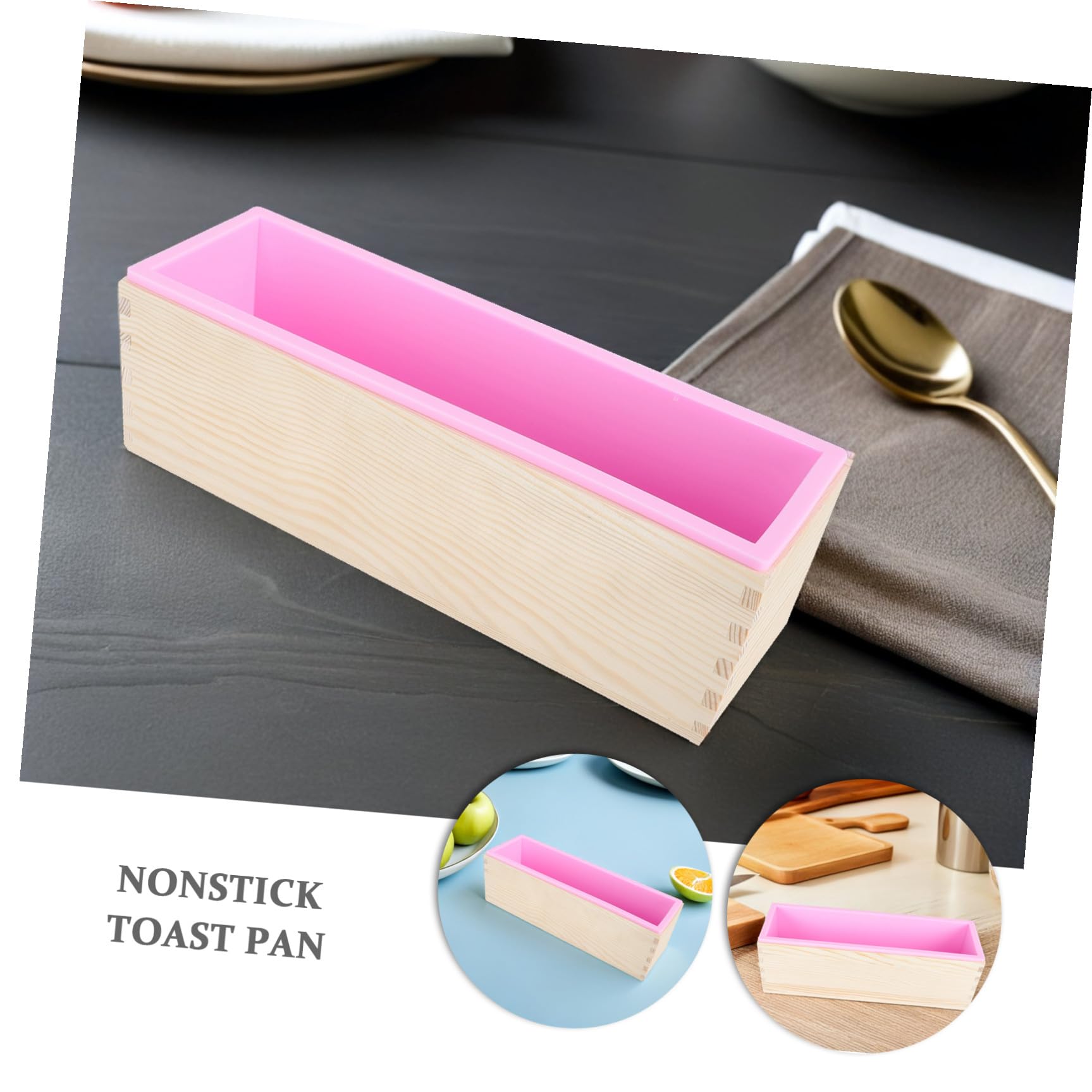 Amosfun Moule à Toast Rectangulaire 1 Set en Bois et Silicone