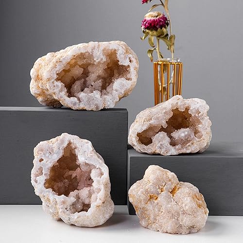 Miniatura 2 de YEDECOR Rebanada de geoda de ágata natural, racimo de cuarzo, puntos de cristal, minerales, espécimen, racimo de cuarzo de cristal de alta