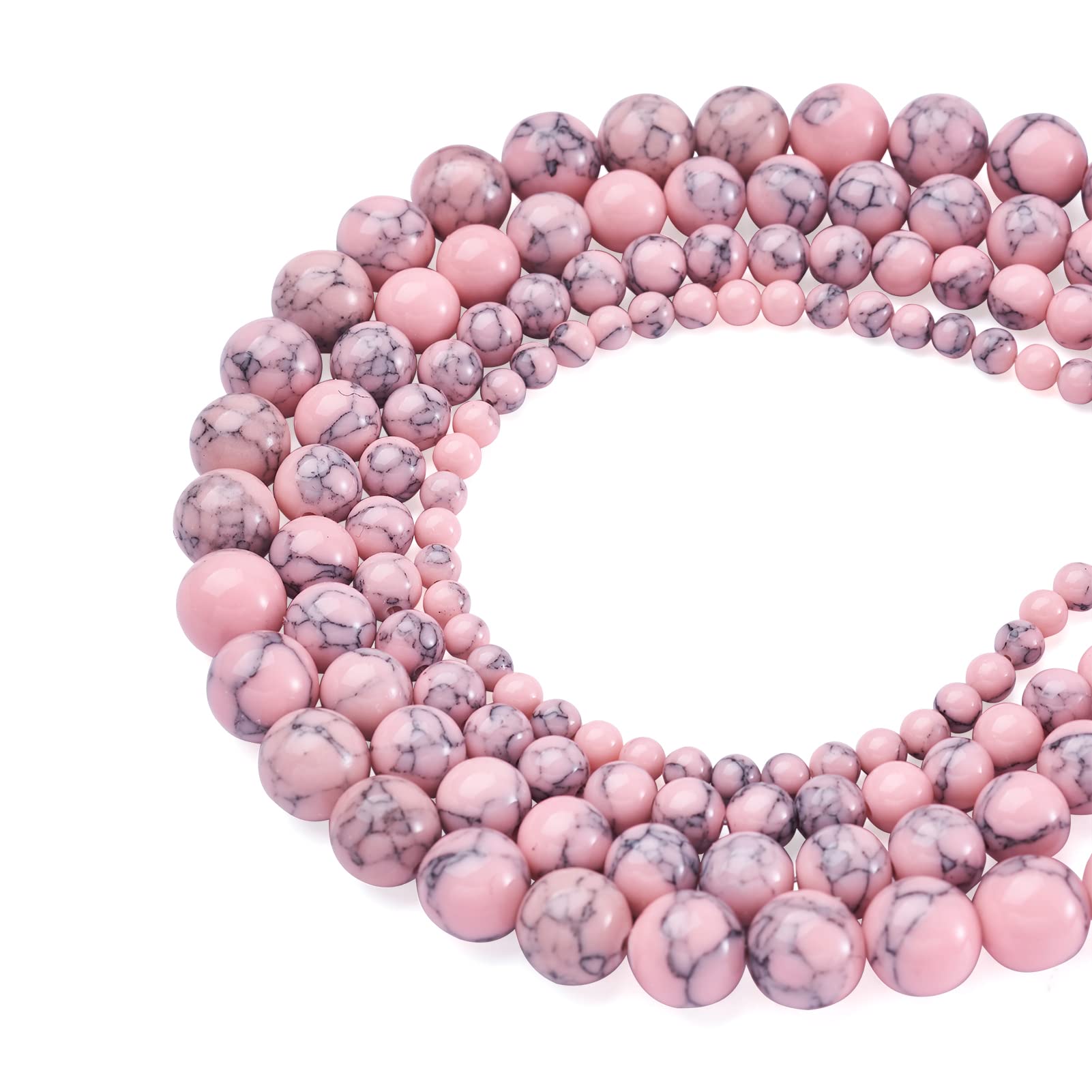 Cheriswelry 4 Strands Synthetic Turquoise Beads Strands Healing Gems Round Ball Loose Beads for Jewelry Bracelet Earring Making (4mm 6mm 8mm 10mm) โ image 1