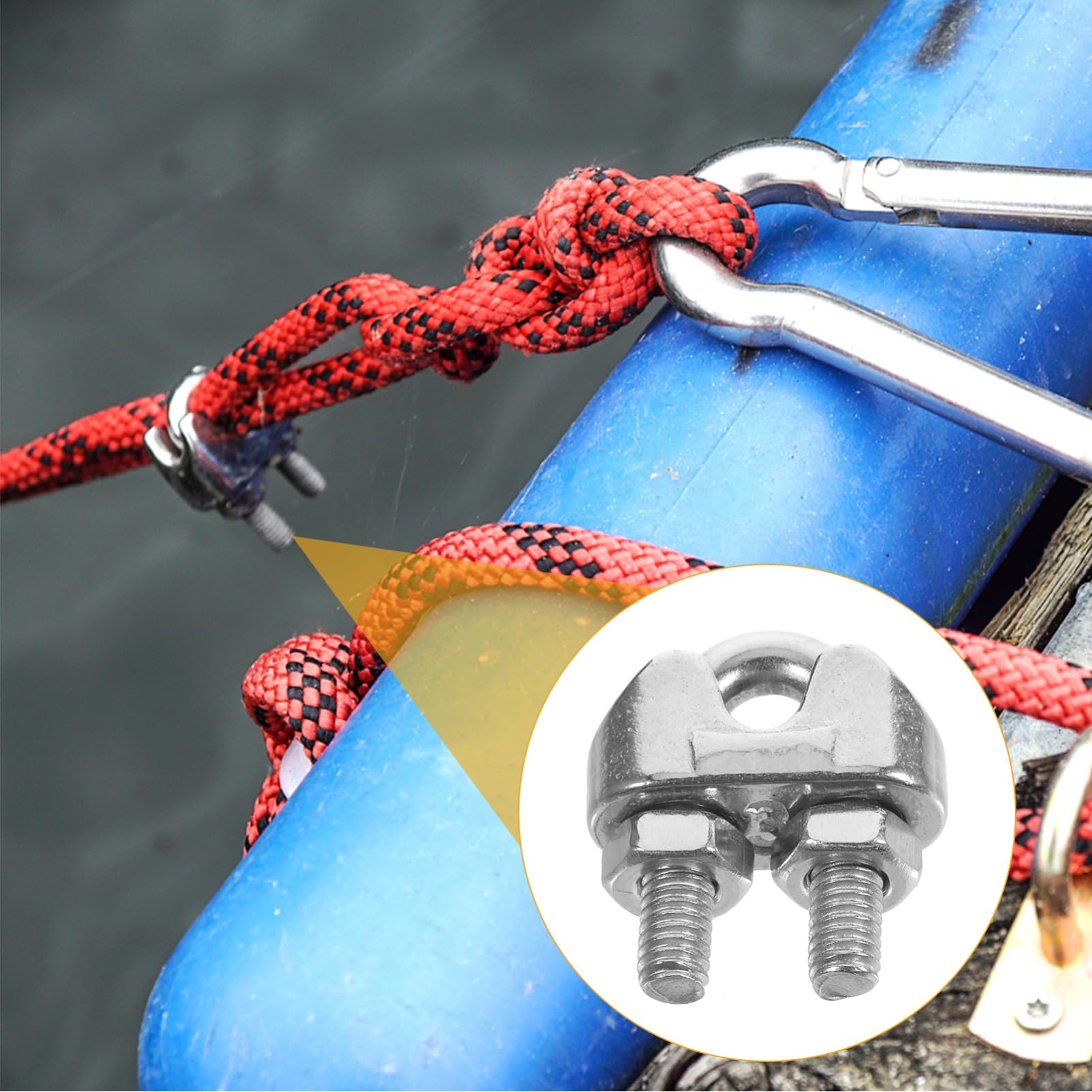 FUNOMOCYA 20pcs Wire Clamp Set Stainless Steel Wire Rope Clamps Cable Clips for Cables Ropes Easy to Use for Fastening Connecting