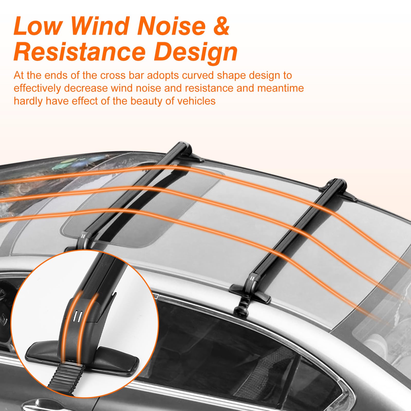 Universal Car Roof Rack Cross Bars w/Anti-Theft Lock,Heavy-Duty Aluminum Alloy Roof Rail w/165LBS Capacity for Bike, Kayak,Cargo, Luggage Fits Vehicles with Rain Gutter Spacing 42.91in-44.88in (2PCS)