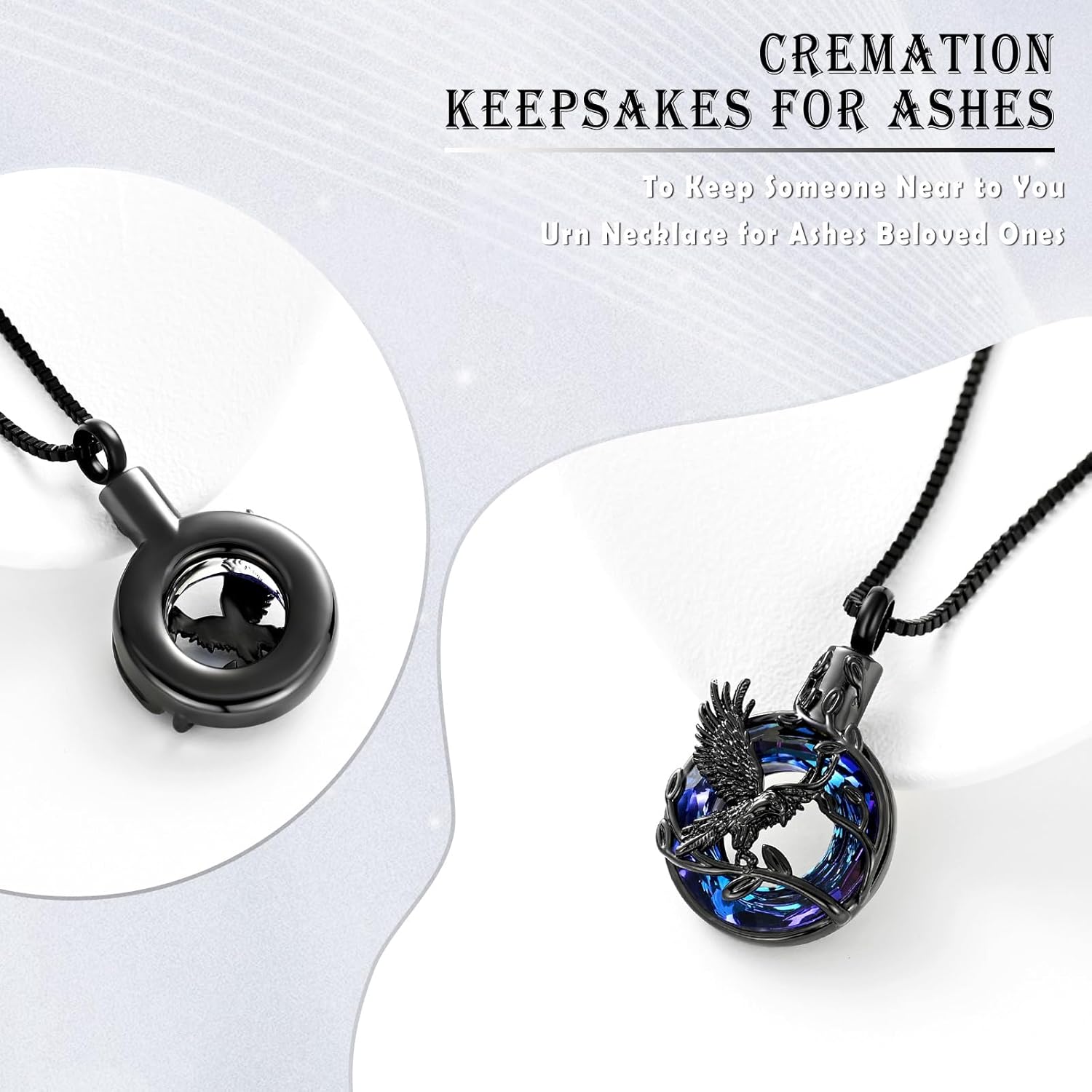 Tree of Life Urn Necklace for Ashes Eagle Ring Cremation Jewelry Eagle Keepsake Memorial Human Pets Ash Pendant Holder Gift for Women Men - Image 3