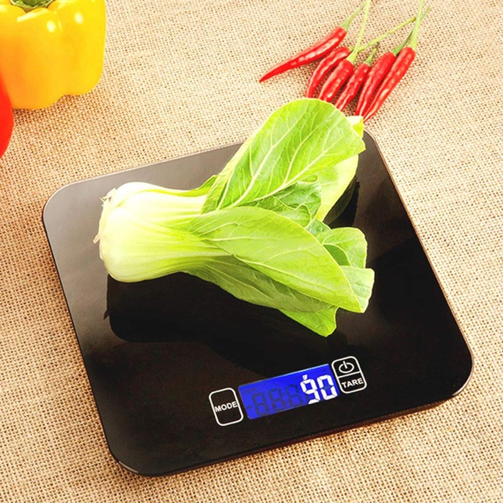 Balanzas para pesar alimentos, Báscula de cocina electrónica a prueba de agua, báscula de pesaje de alimentos súper delgada/báscula digital - Plataforma de vidrio templado (Color : White, Size : 5KG/1
