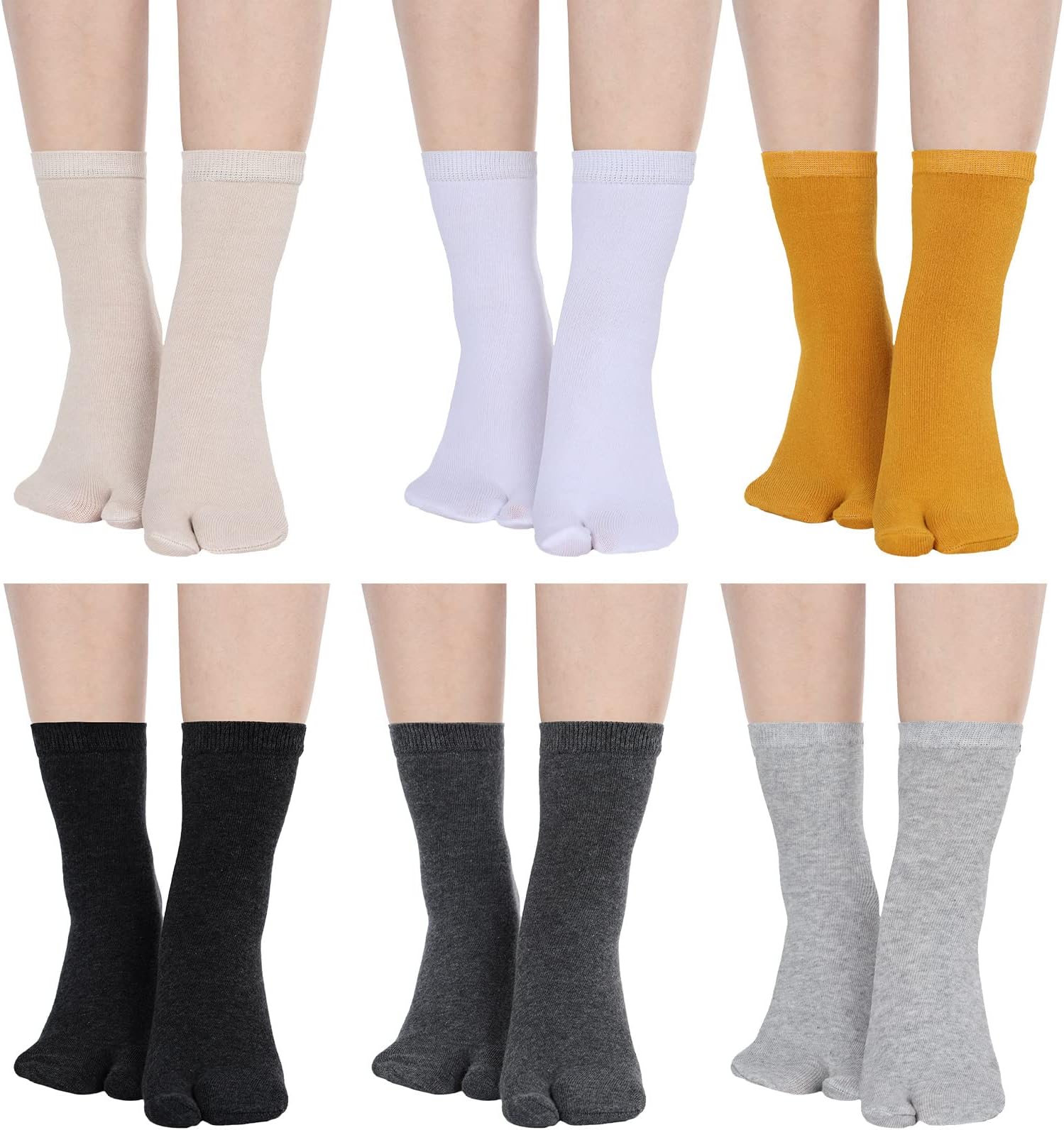 6 Pairs Tabi Socks Elastic Split Two Toe Tabi Flip Flops Socks Ankle Cotton Sandal Matching for Men Women Unisex