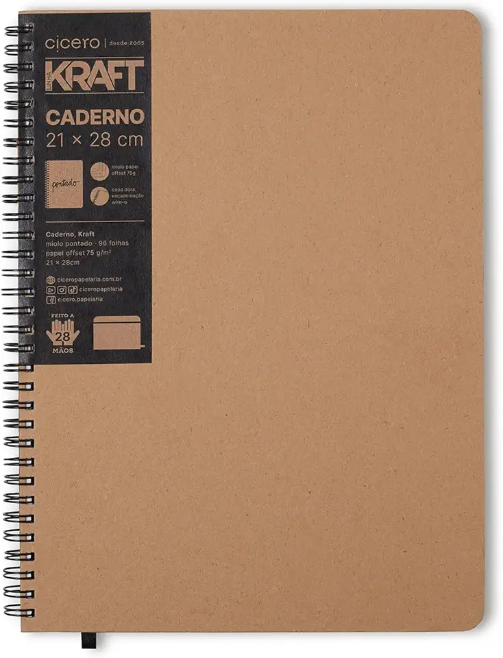 Caderno Wire O Kraft, Cicero, 3763, Bege, Grande (21 x 28)