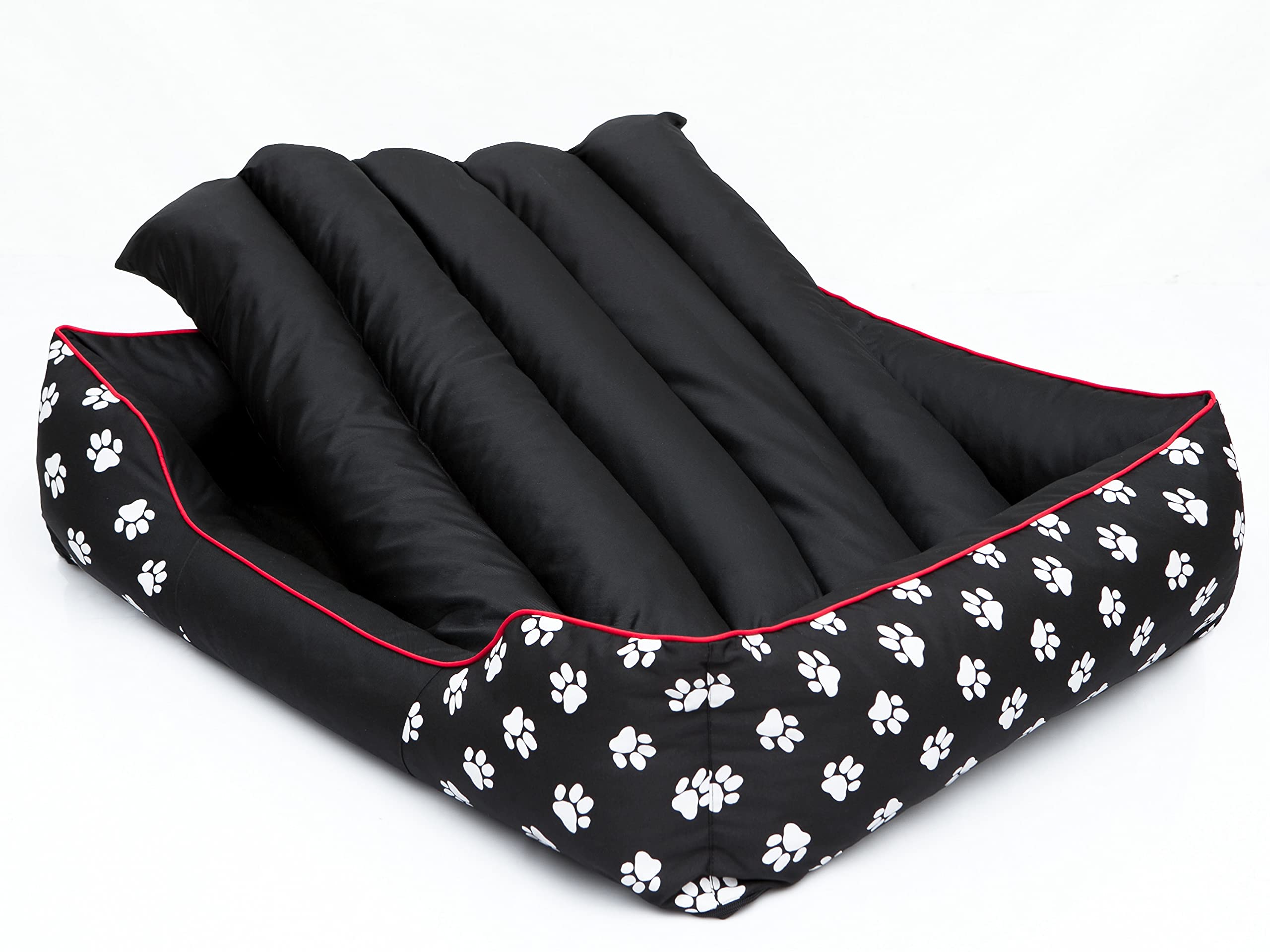PillowPrim Cuccia per cani, cuscino per cani, cuccia per animali domestici, taglia L, 65 x 50 cm, nero con zampe