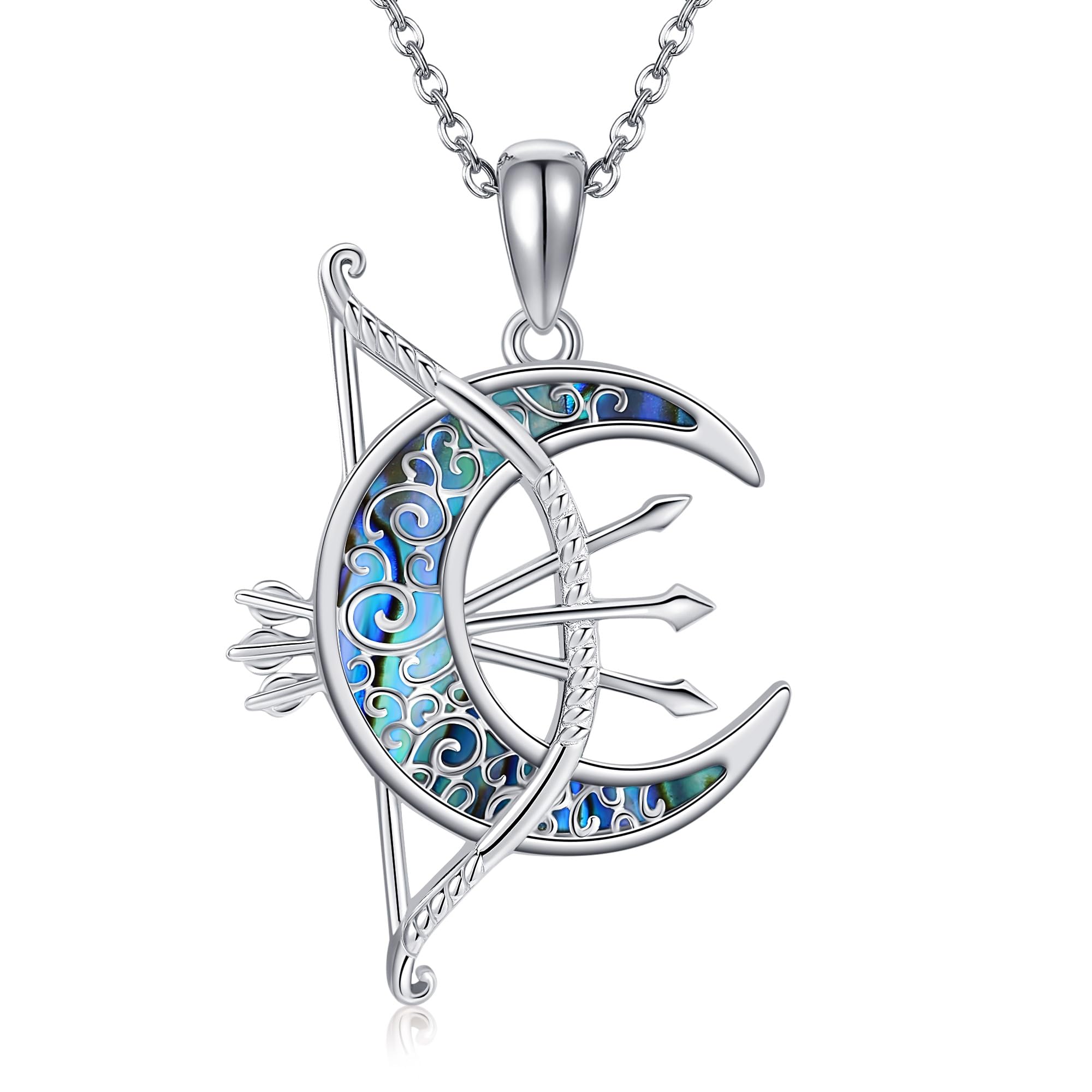 DAYLINLOVE Pfeil Halskette 925 Sterling Silber Blau Opal Pfeilkopf Anhänger Halskette Pfeilkopf Schmuck Geschenke für Männer Frauen