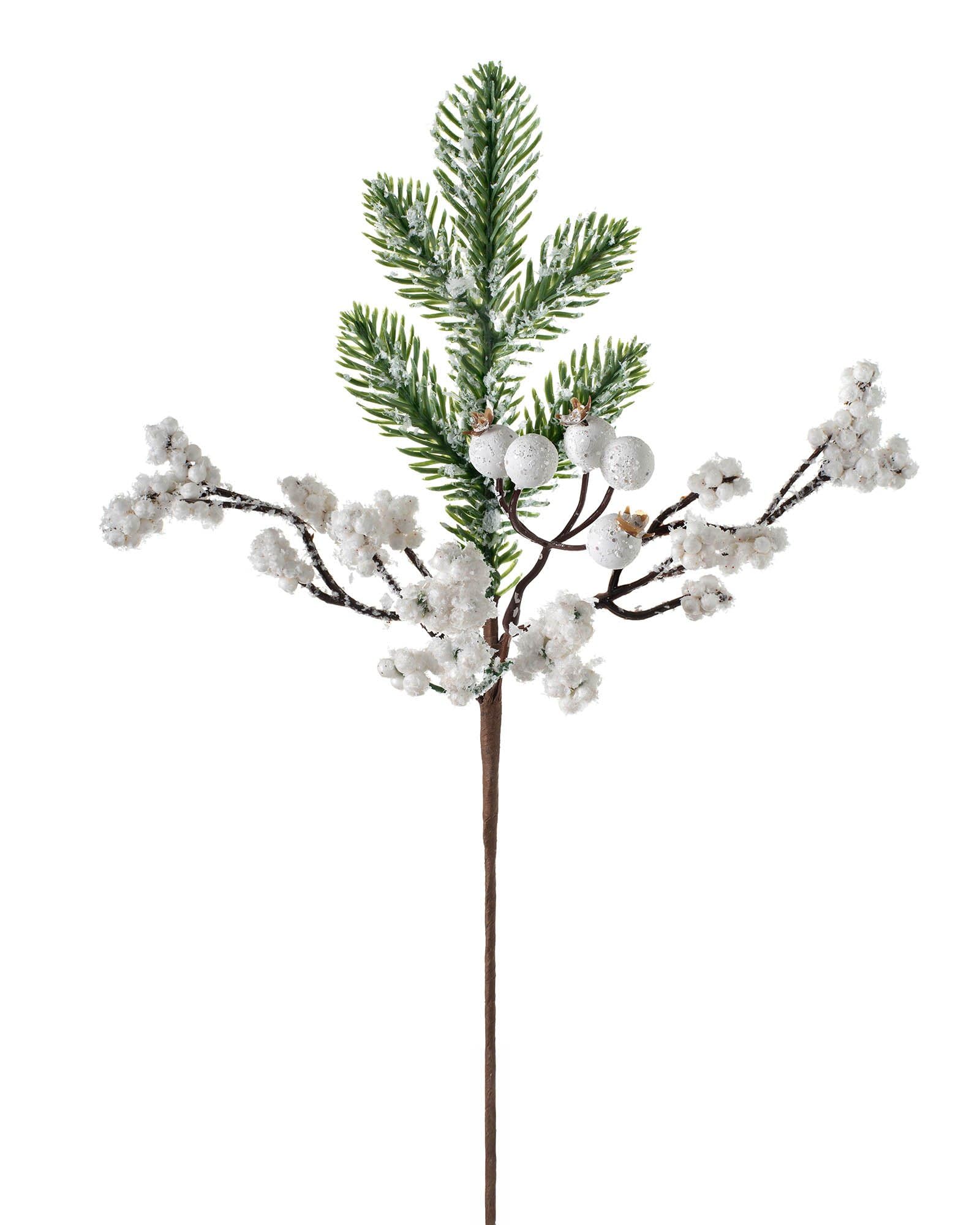 WeRChristmas Artificial Berries Pick Christmas Tree Decoration, White, 31 cm