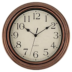 Foxtop Vintage Copper Wall Clock 12 Inch Silent Non Ticking Battery Operated Quartz Round Retro photo Foxtop Vintage Copper Wall Clock 12 Inch Silent Non Ticking Battery Operated Quartz Round Retro
