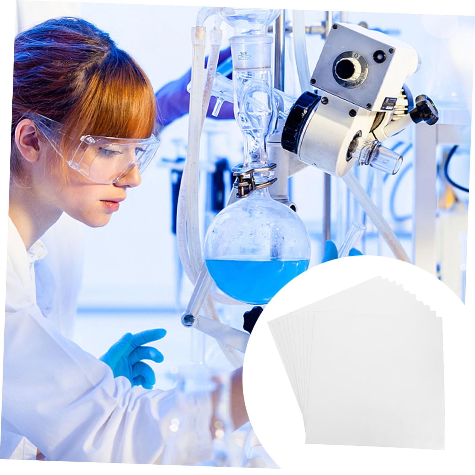 Papel de Filtro Cualitativo para Laboratorios 10 Uds 30x30 Cm | Blanco, Papel de Alta Absorción, Filtración de Agua y Separación Rápida de Impurezas y Aceites