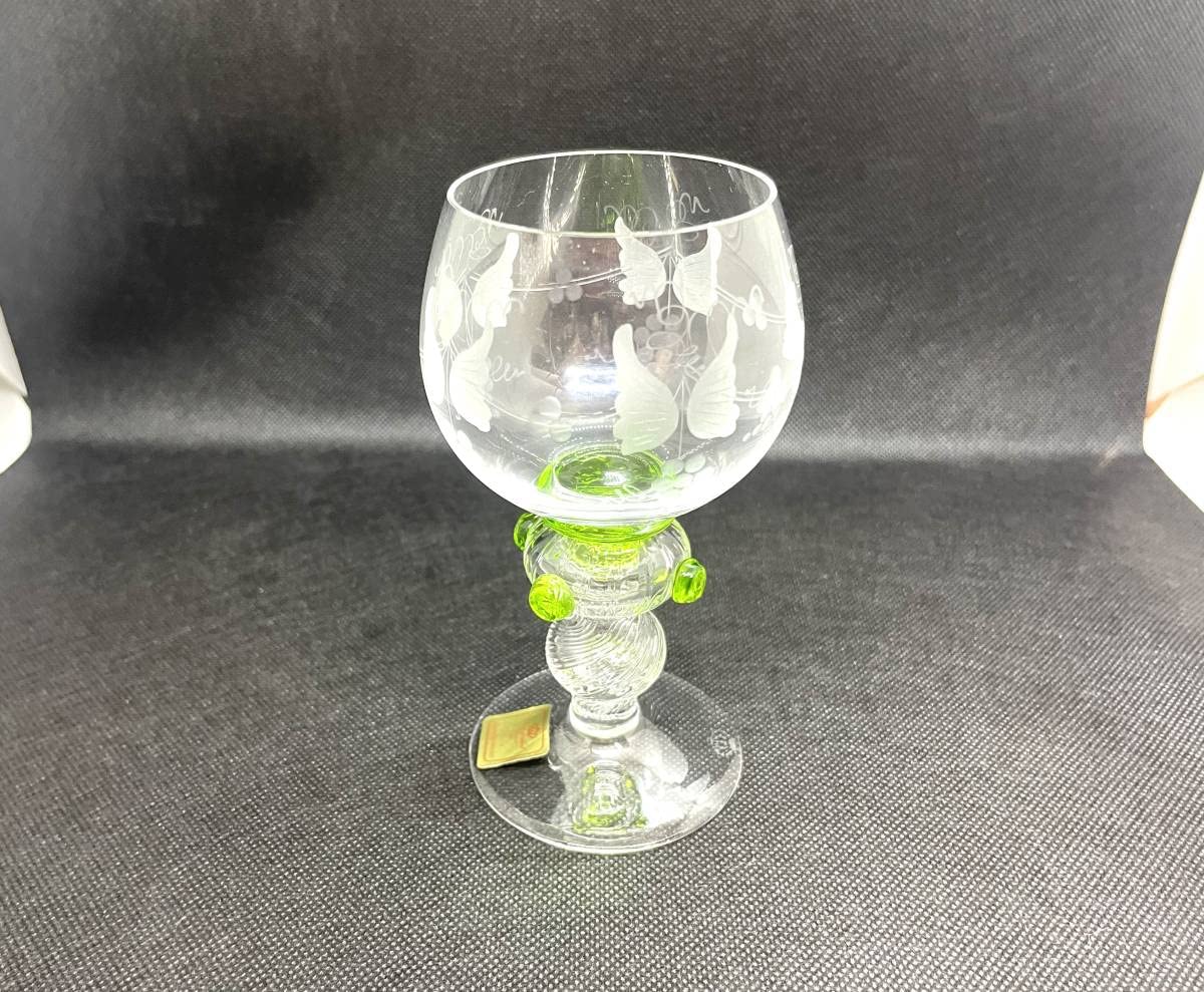 アンティークグラス　レーマーグラス　グリーン　ゴブレット　R1339ダI アンティークグラス レーマーグラス グリーン ゴブレット R1339ダI