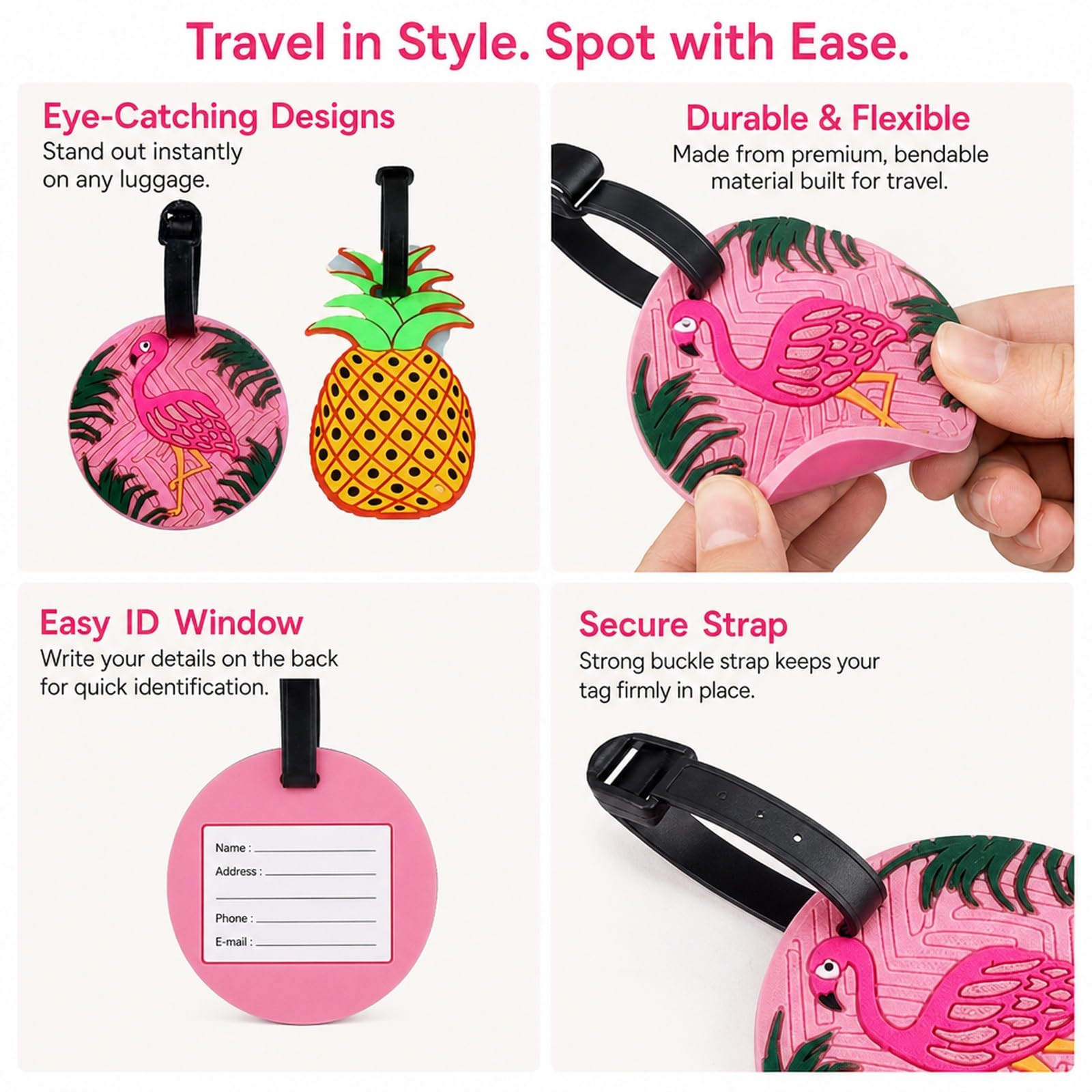 Kofferanhänger, Kofferanhänger, Kofferanhänger, Kofferanhänger, Kofferanhänger und Ananas, Kofferanhänger, Set für Reisen, 2 Stück