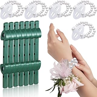 Floral Boutonniere Magnets Corsage Brooches Magnet and Elastic Pearl Wrist Bands Wristlets Corsage Accessories for Handmade Wedding Prom Bride Boutonnieres Corsage (14)