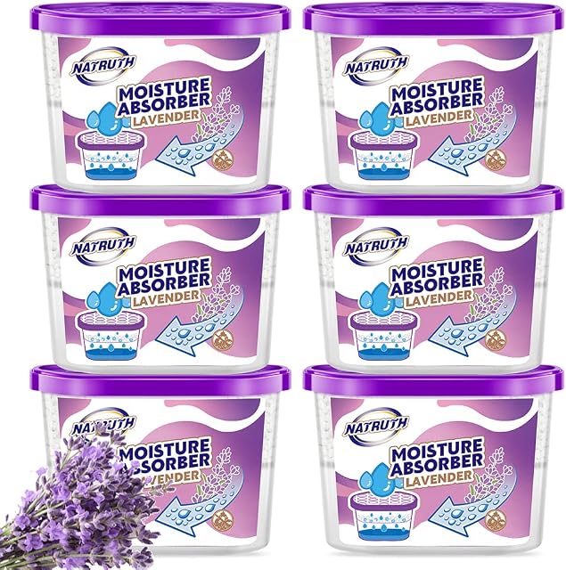 NATRUTH 500mL Lavender Moisture Absorber boxes , Closet Dehumidifier, Eradicate Odor,Dehumidifiers and Air Freshener for Closet ,Shoes Box, Bathrooms, Kitchen & Study, Boats,RVs