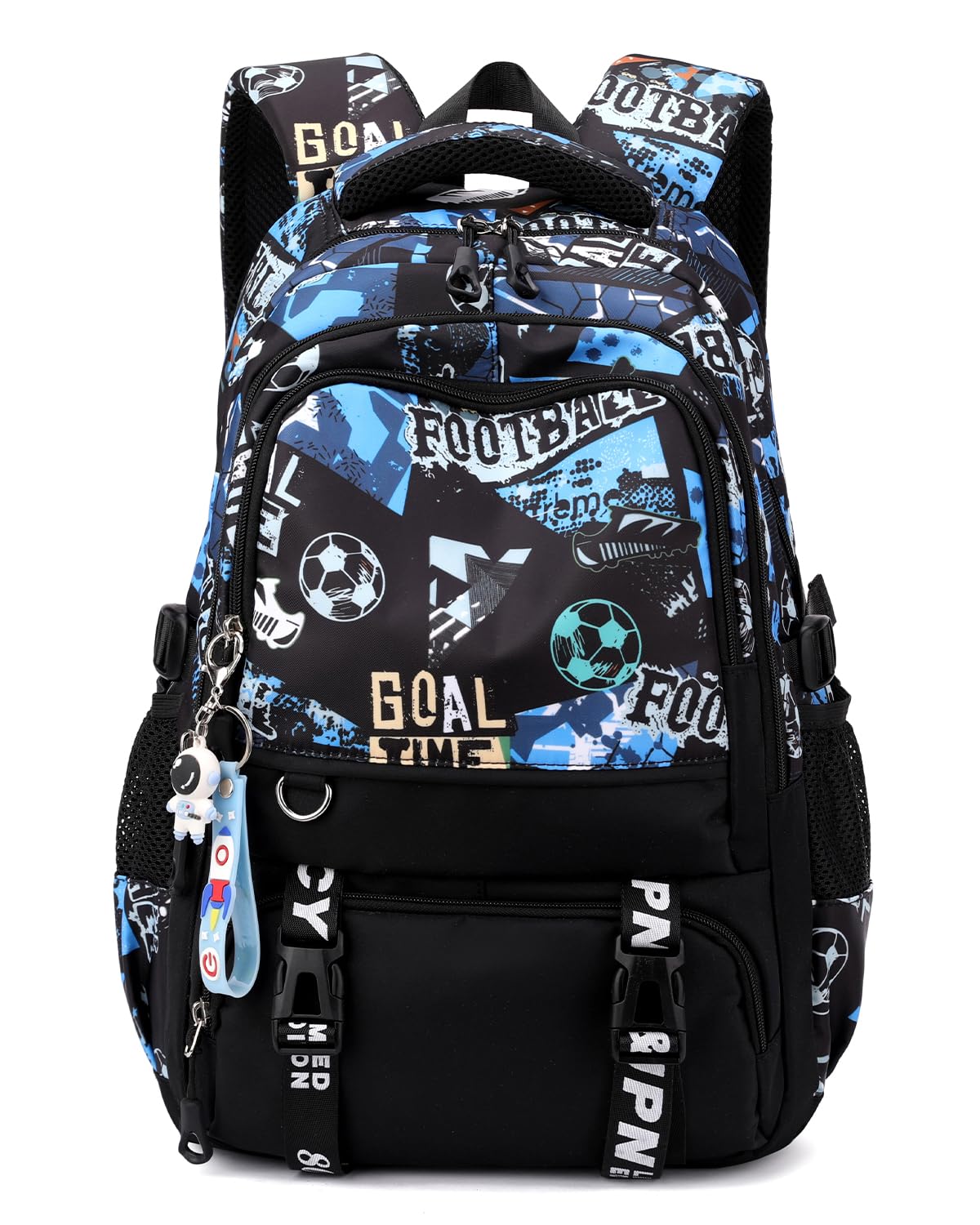 Tanou Rugzak voor jongeren, jongens, 2-delig, grote schooltas voor jongens, basisrugzak voor kinderen, waterdicht, schooltas, versterkt, dagrugzak, nylon, voor jongens, 10 tot 18 jaar, Blauw Voetbal Tanou Rugzak voor jongeren, jongens, 2-delig, grote schooltas voor jongens, basisrugzak voor kinderen, waterdicht, schooltas, versterkt, dagrugzak, nylon, voor jongens, 10 tot 18 jaar, Blauw Voetbal