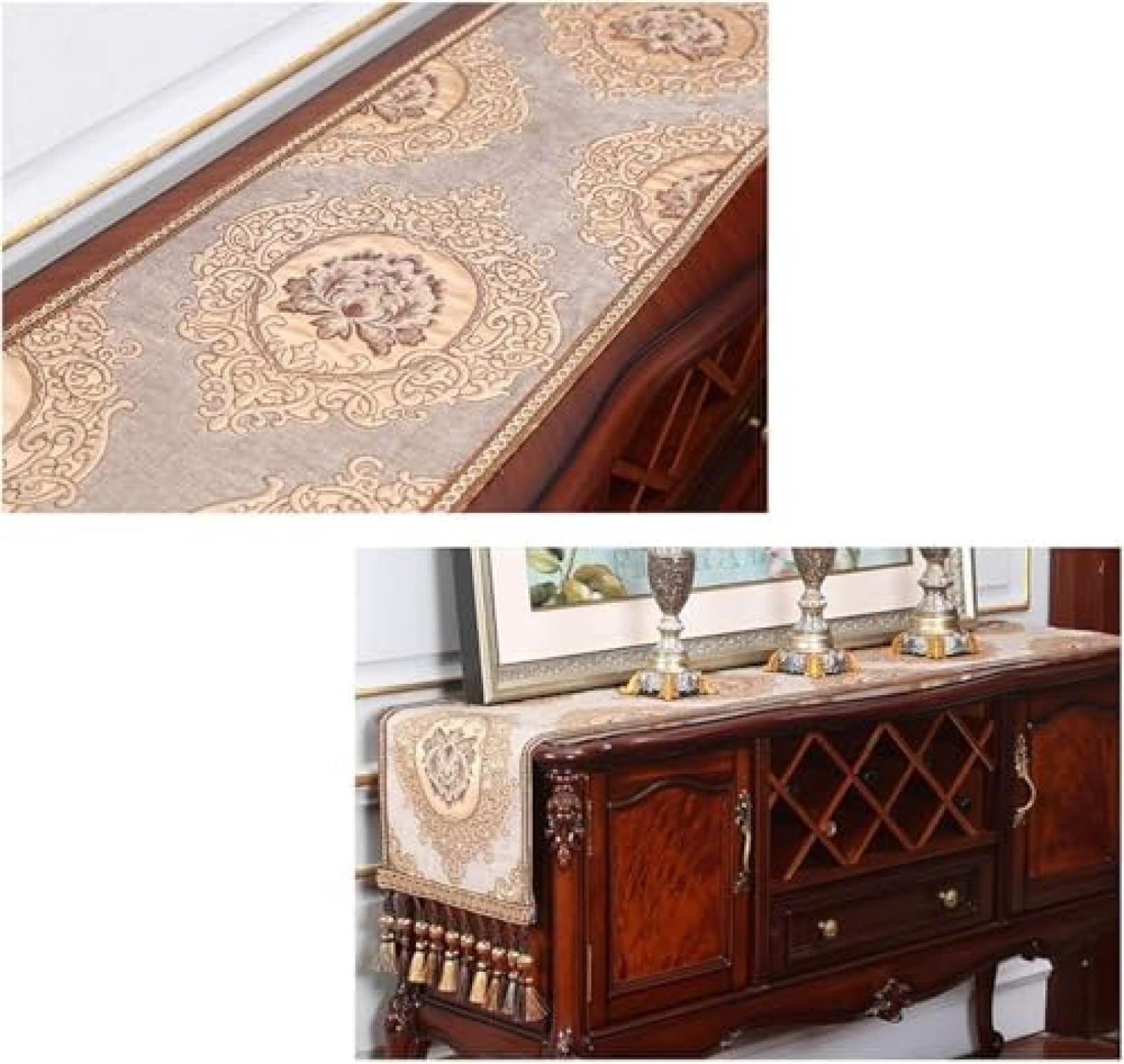 Runner Ricamati All'ingrosso Con Paillettes (35 * 200 Cm) (Rood 35 * 240 Cm),Beige,35 * 180 Cm