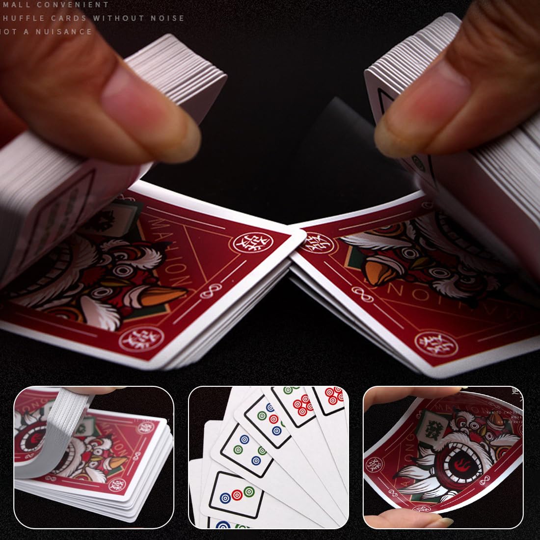 WUSJCOF Mini Mahjong Portatile Tradizionale Cinese, Carte da Gioco in PVC Impermeabili con 144 Pezzi e Dadi, Giochi di Famiglia e Amici per Viaggi e Party