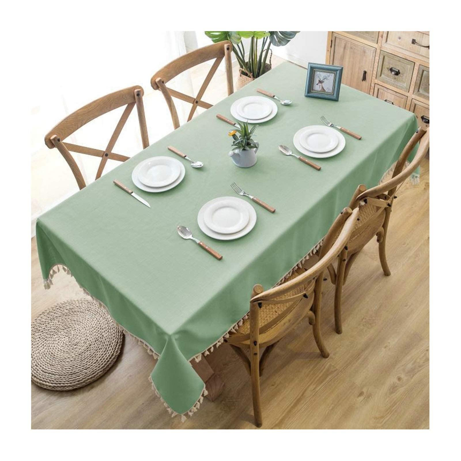 Nappe polyester moderne vert olive 140x140cm pour décoration de table