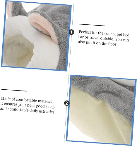 Miniatura 4 de TEHAUX Mini cama de hámster y casas, mini cueva de algodón para nido de mascotas, bonita cama cálida para hámster (gris)