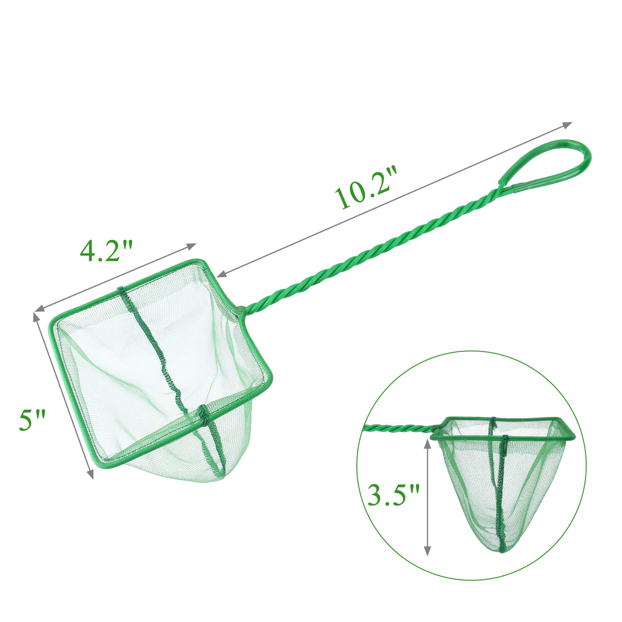 Mogoko Fischnetz, 12,7 cm, feines Netz, mit 25,4 cm langem Kunststoffgriff für Aquarien, Aquariumzubehör, 2 Stück