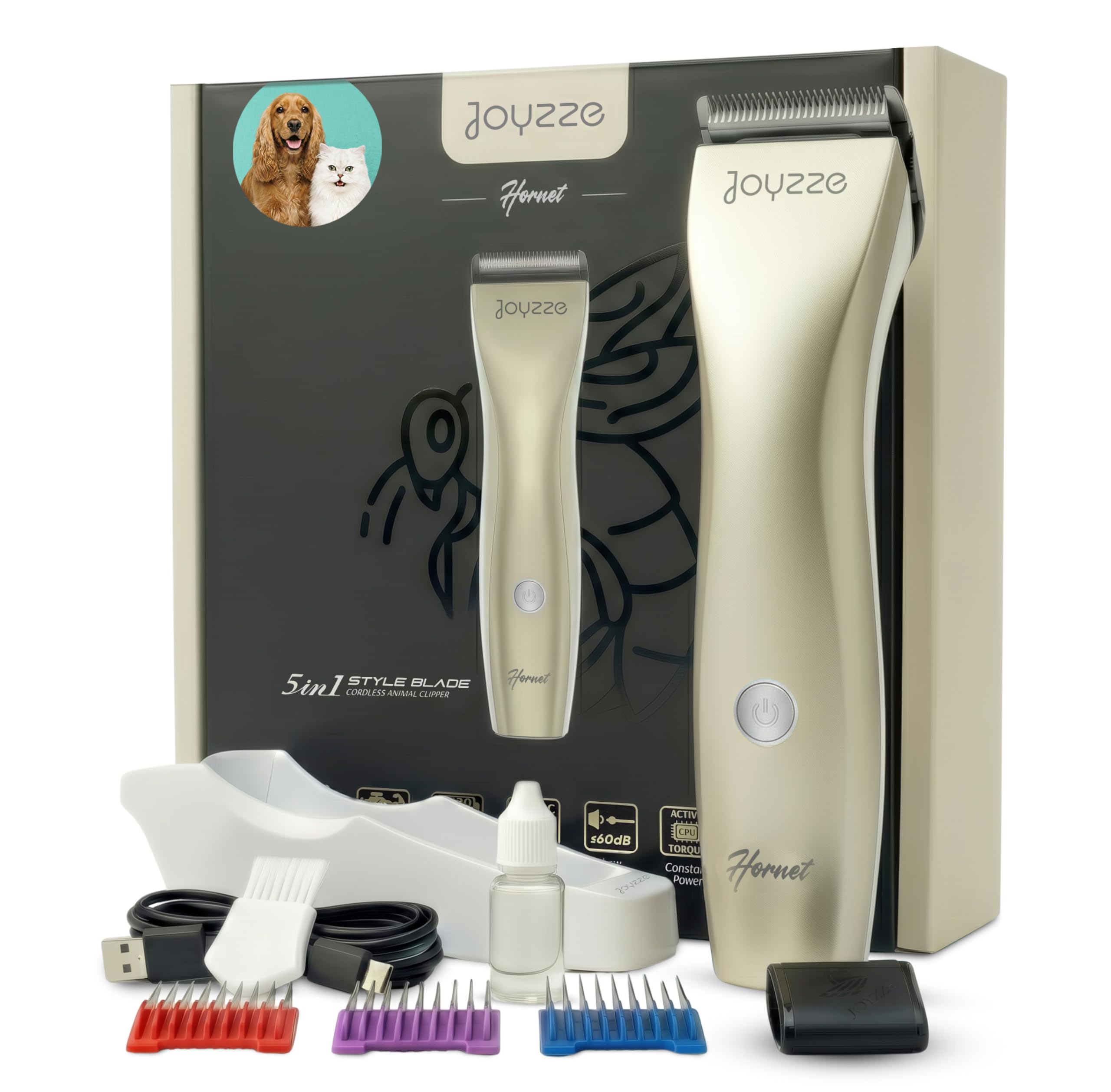 Amazon.com: JOYZZE Hornet 5-in-1 Professional Pet Grooming Clipper