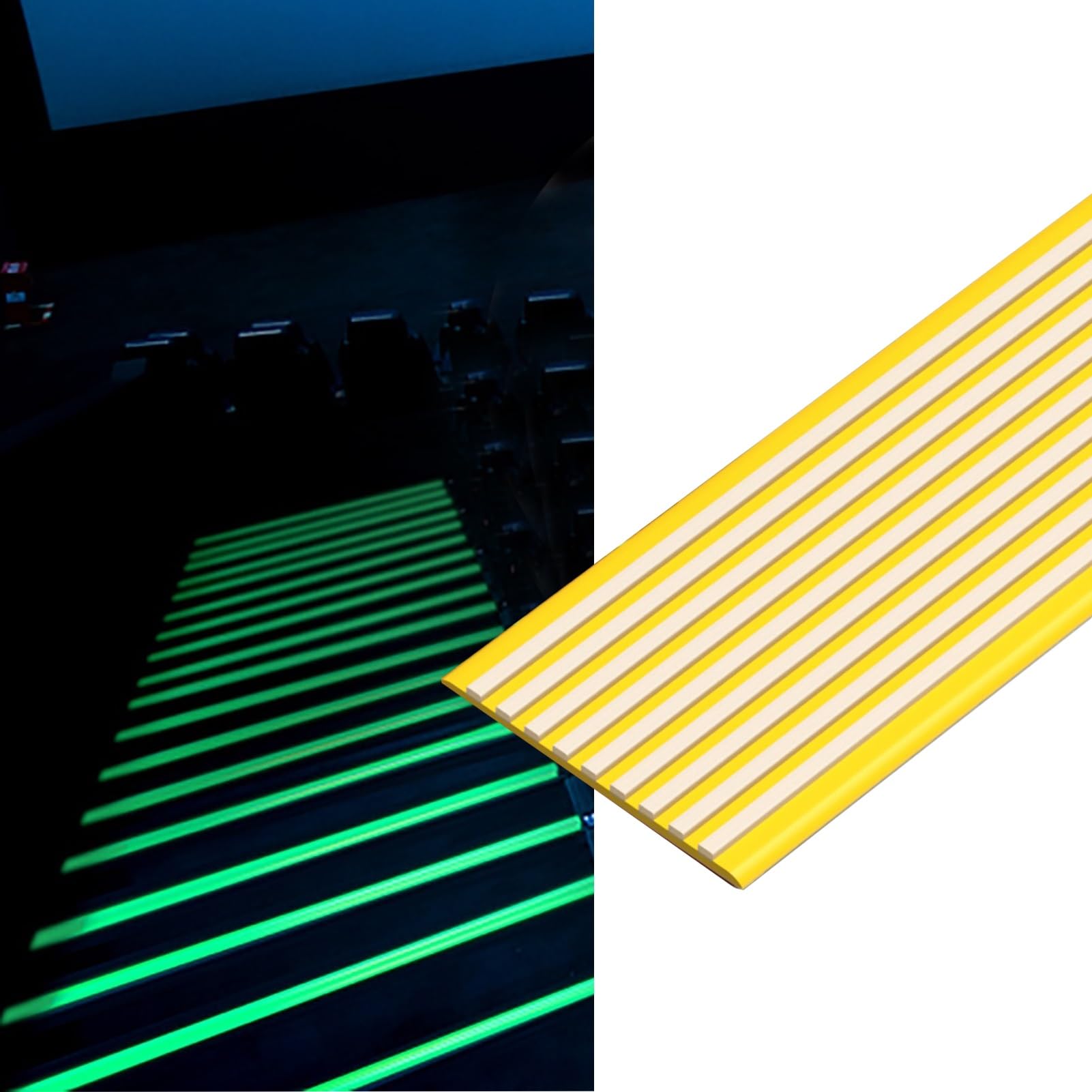 Cxvhsertwr Yellow 10Cm Stair Carpet Treads, Glow Stair Tread Edge Protectors Nosing Edging(,L 6M)