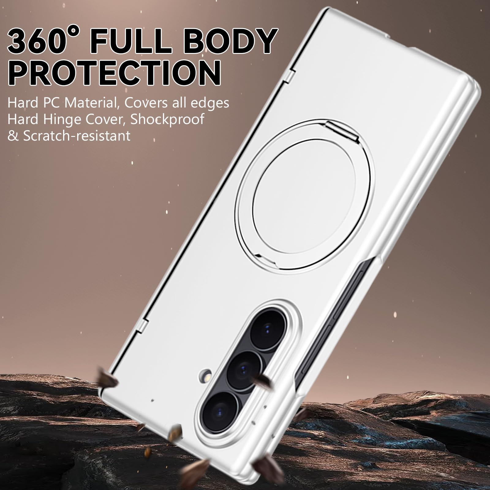 Custodia per Samsung Galaxy Z Fold 8 Ultra con supporto ad anello magnetico, [compatibile Magsafe] Protezione dello schermo integrata, copertura completa, custodia per telefono per Z Fold 8