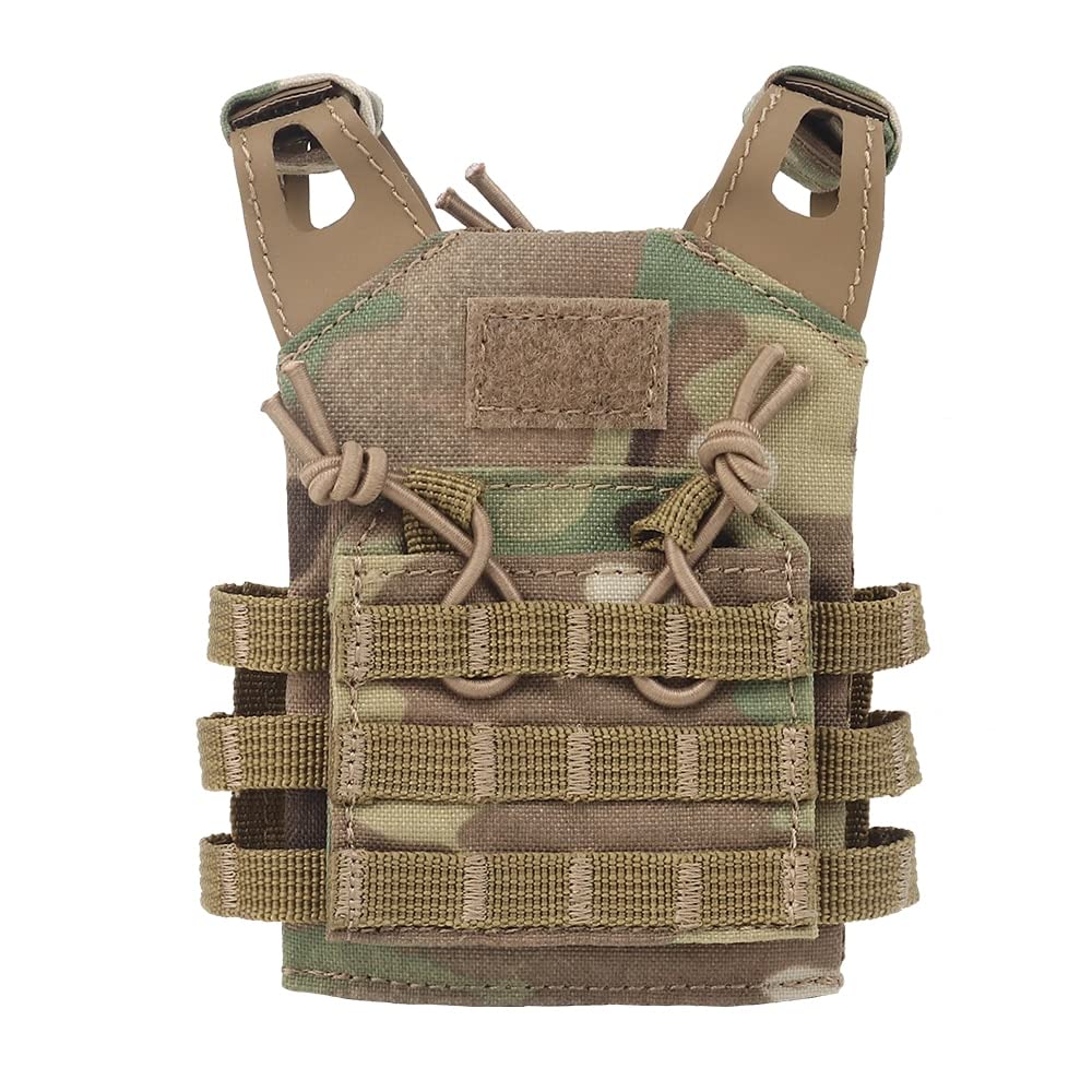 Oarea Unisex Ac-21-Cp Mini Tactical Beer Bottle Vest Cover Military Miniature Molle Vest Beer Holder Drink Set Home Decoration Doll Clothes (Color : )