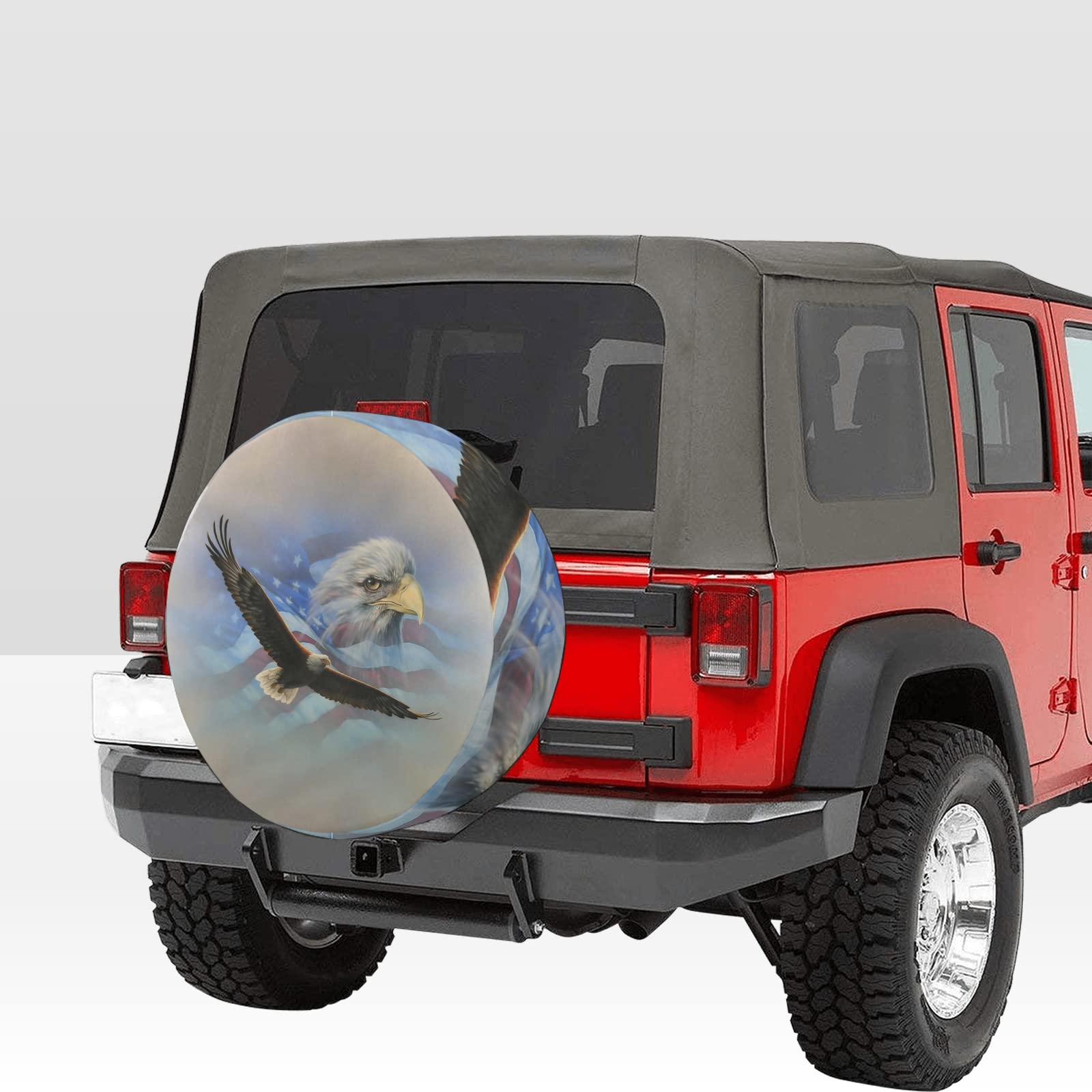 American Flag Eagle Spare Tire Cover - Dust Proof Fit For 15" Tire On RV, Trailer, SUV - View #12
