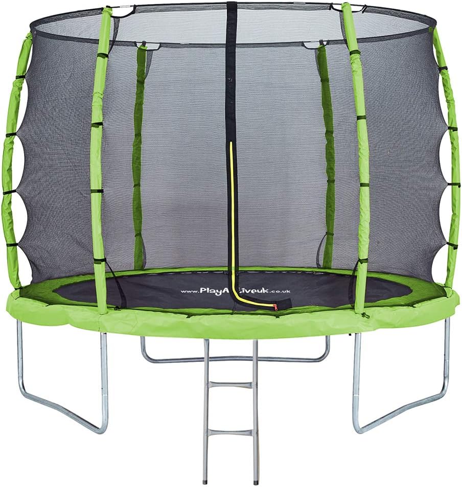 PlayActive 8FT Trampoline With FREE Safety Net Enclosure, Ladder, Rain Cover, Shoe Bag
