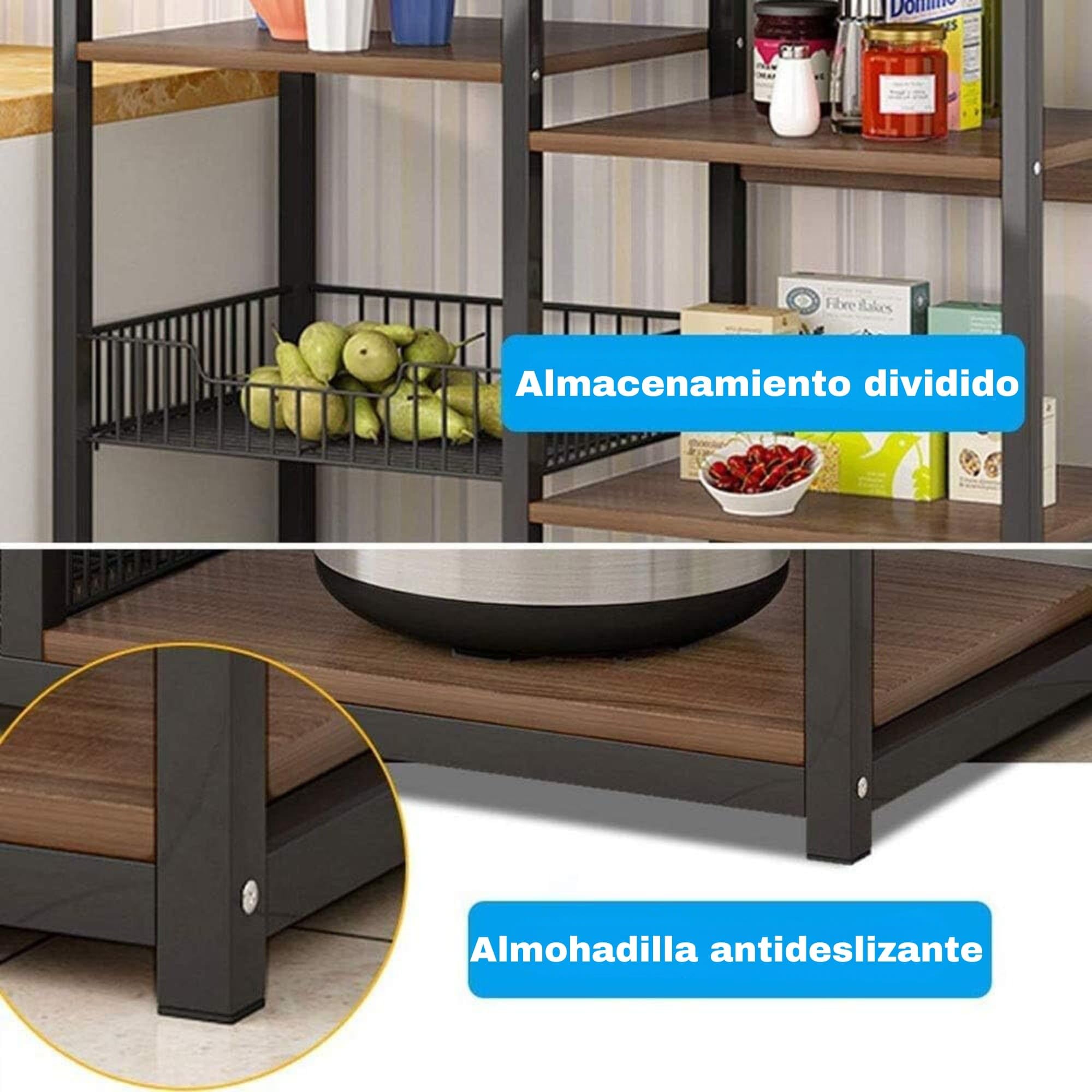 Étagère De Cuisine Industrielle – 50x30x100 Cm – Blanc Et Naturel, 4 étagères MDF, Cadre Métal - 12