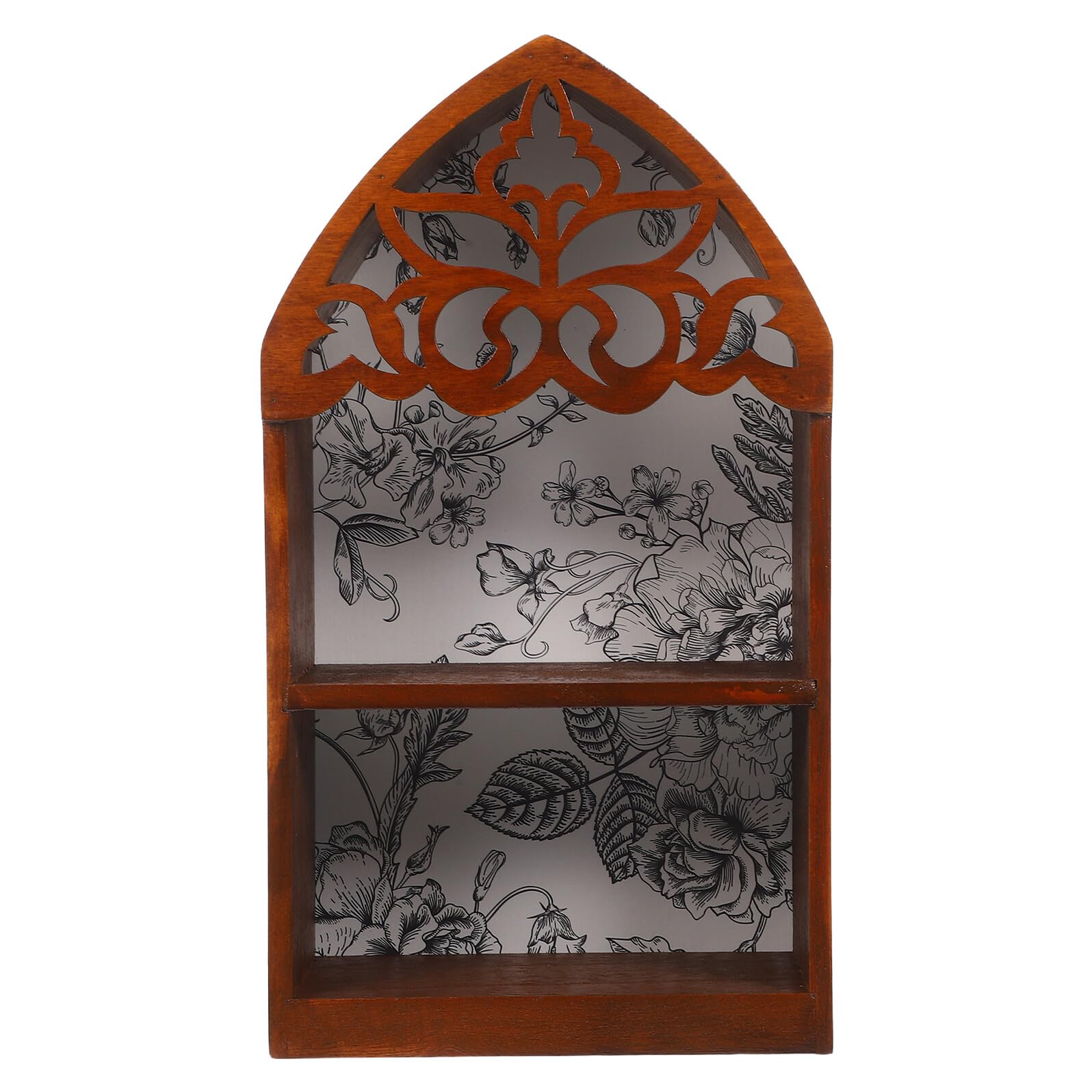 Étagère murale bois multicouche support de rangement décoratif pierres